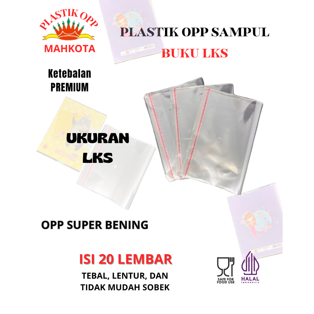 

PLASTIK OPP SAMPUL BUKU LKS MERK MAHKOTA ISI 20 LEMBAR