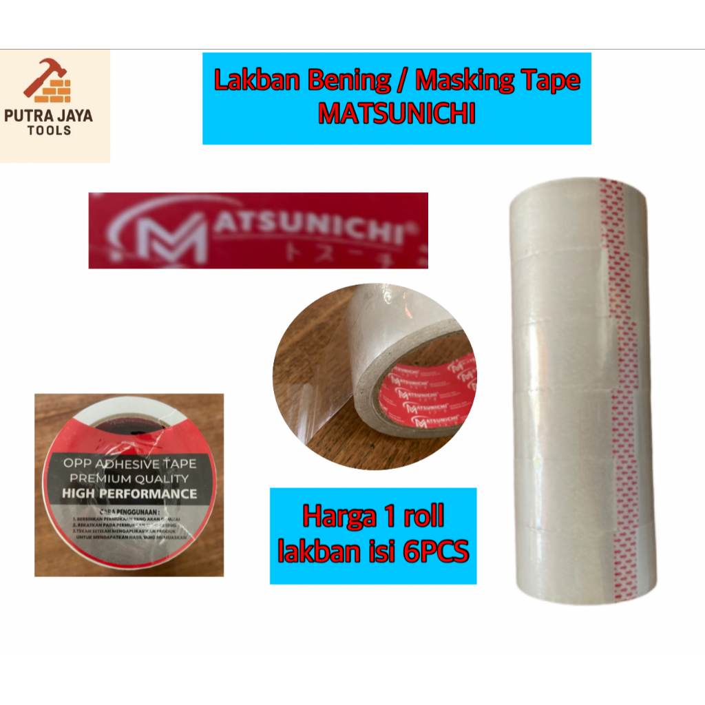 

Lakban Bening / Masking Tape MATSUNICHI isi 6 pcs