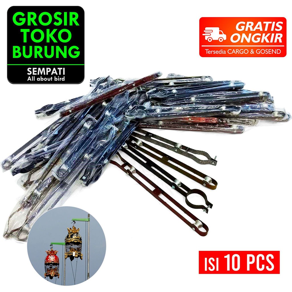 SEMPATI GROSIR Katrol Perkutut Model Antik Kerekan Besi Panjang Isi 10 Pcs Warna Antik Gantungan San