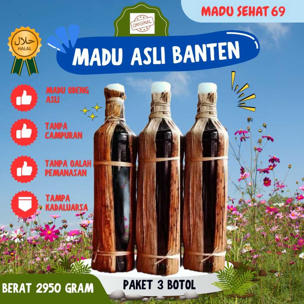 

[COD] Paket 3 Botol / Madu Asli Banten / Madu Odeng / memperkuat daya tahan tubuh (berat 2950 gram)
