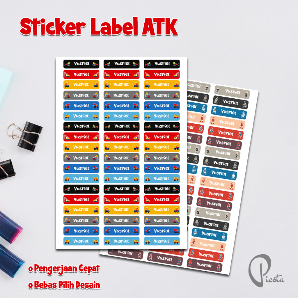 

Stiker Label ATK / NAMA / Perlengkapan Sekolah | isi 95 pcs, Siap Tempel, Tahan Lama