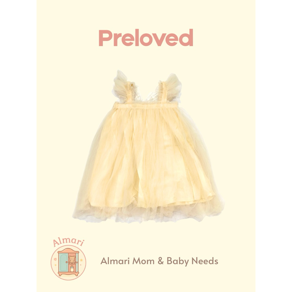 PRELOVED Dress Bayi 6-12m Yellow Pastel Kupu kupu Rok Tutu