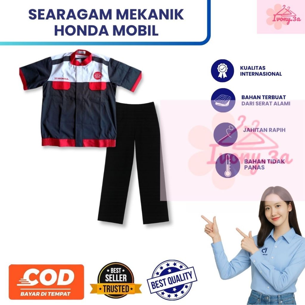 Wearpack Honda Mobil New / Wearpack Honda Mobil / Wearpack Honda Merah Hitam /Wearpack Bengkel Honda
