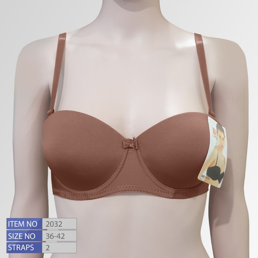 Bh Bra Kawat Polos 1/2 Cup Busa Sedang Kait 2 Ukuran 36 - 42 #Living 2032