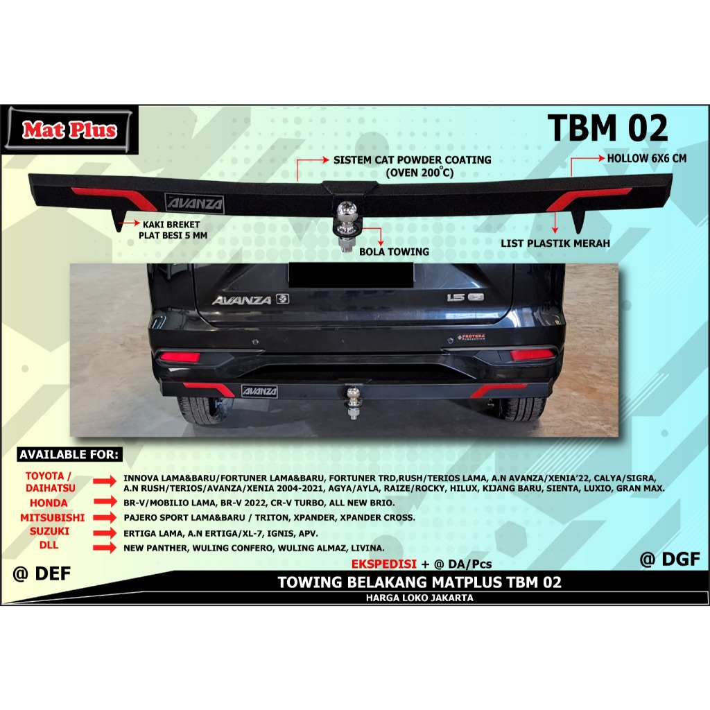 TANDUK BUMPER BELAKANG TOWING DEPAN SUPER KUAT INNOVA FORTUNER RUSH TERIOS AVANZA XENIA CALYA AGYA S