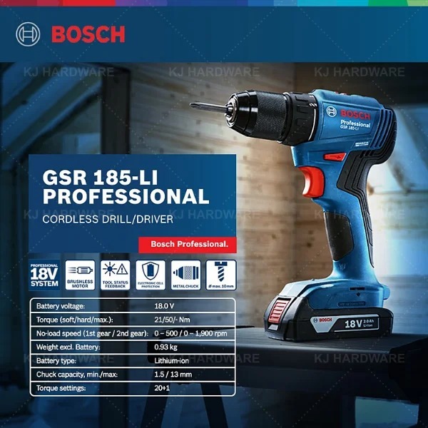 GSR185LI CORDLESS BOR BRUSHLESS 13MM 18V BOSCH GSR 185 LI / Bosch