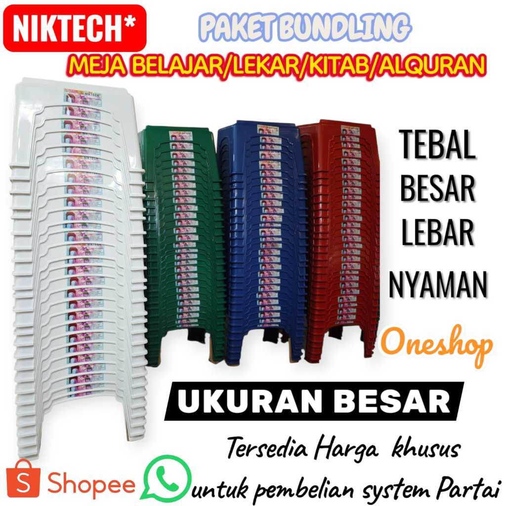 NIKTECH-BUNDLE Meja Ngaji Besar Plastik/Lekar-NTH/Meja Alquran