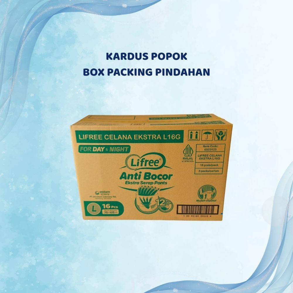 

Kardus Popok Lifree Celana Extra Serap 20 cm x 49 cm x 30 cm (500 gr) – Single Wall 0.5 cm – Masih Bagus