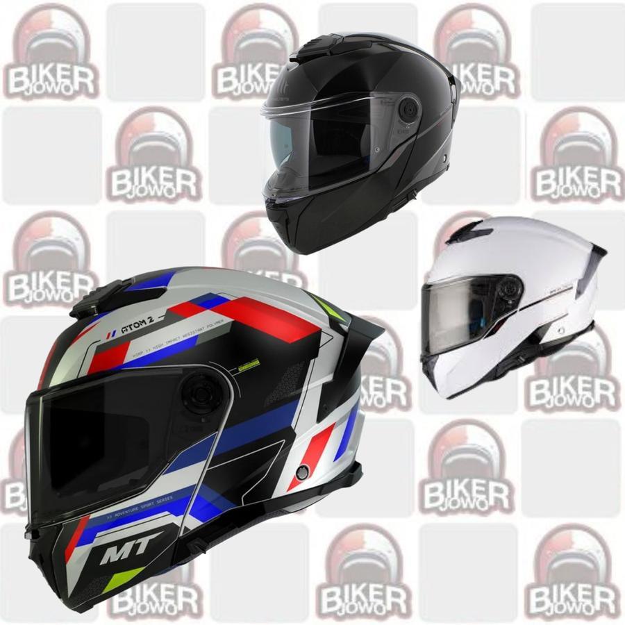 Sport Modular Flip Up Mt Helmets Atom 2 Sv Modular Gloss White - Gloss Black - Gloss Red White Blue