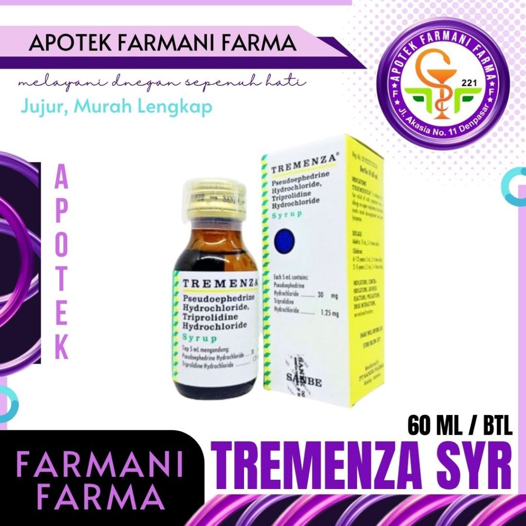 TREMENZA SIRUP 60 ML / OBAT PILEK ANAK / PILEK FLU / KIDS FLU / SNEEZING / ALLERGY / ALERGI