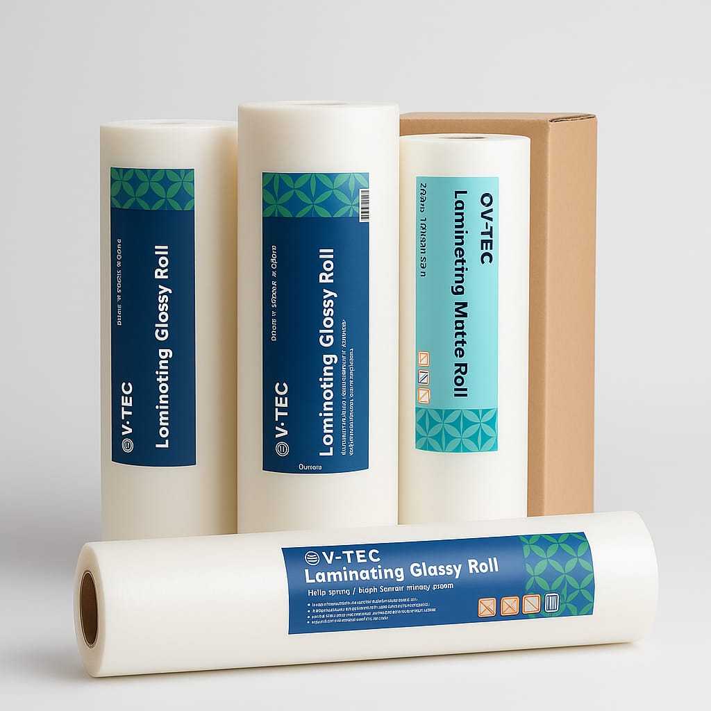 

Laminating V-Tec Roll Glossy dan Matte 330mm x 150m x 32 mic