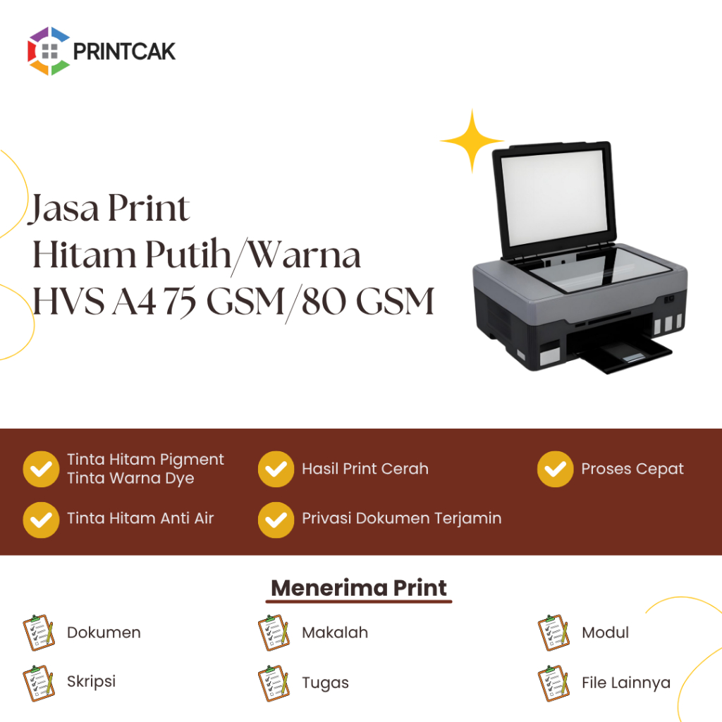 

[KHUSUS ORDER DI ATAS 500 LEMBAR] Jasa Print A4 75gsm / 80gsm Murah