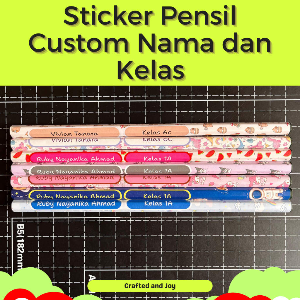 

Pensil Custom Sticker Nama dan Kelas Anak Sekolah