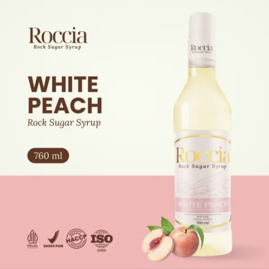

ROCCIA ROCK SUGAR SYRUP WHITE PEACH - Syrup Gula Batu 760ml