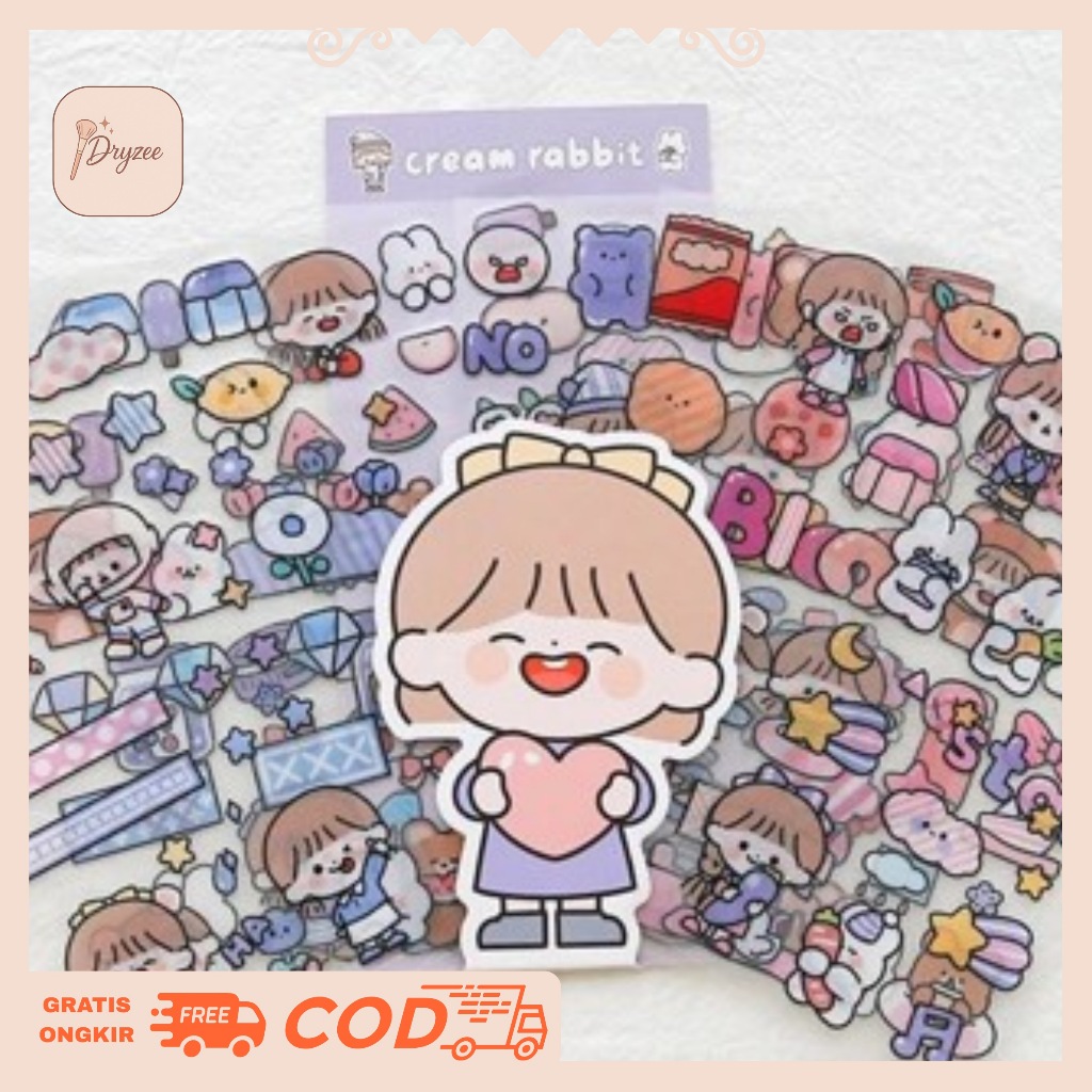 

Stiker Decor Tumblr Aesthetic Sticker Set Dekor Buku Casing HP Model CREAM RABBIT