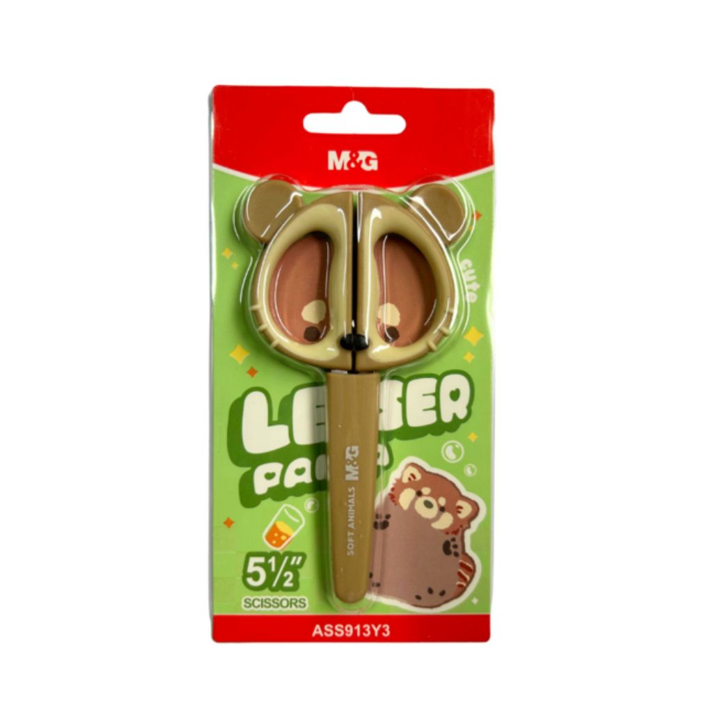 

M&G Scissors / Gunting Anak Lesser Panda Gunting Pemotong Warna Soft Motif Animal Semi Stainless #ASS913Y3 - SATUAN