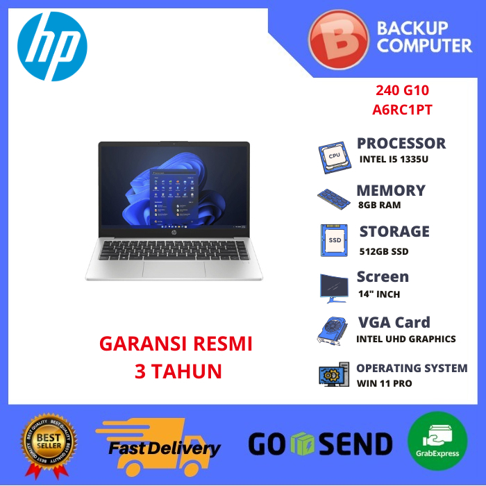 LAPTOP HP 240 G10 A6RC1PT INTEL I5 1335U 8GB RAM