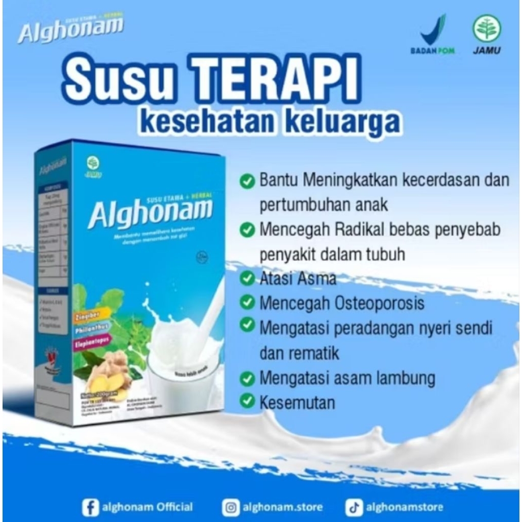 

ALGHONAM Susu Kambing Etawa plus Herbal Susu Terapi Kesehatan 200gram