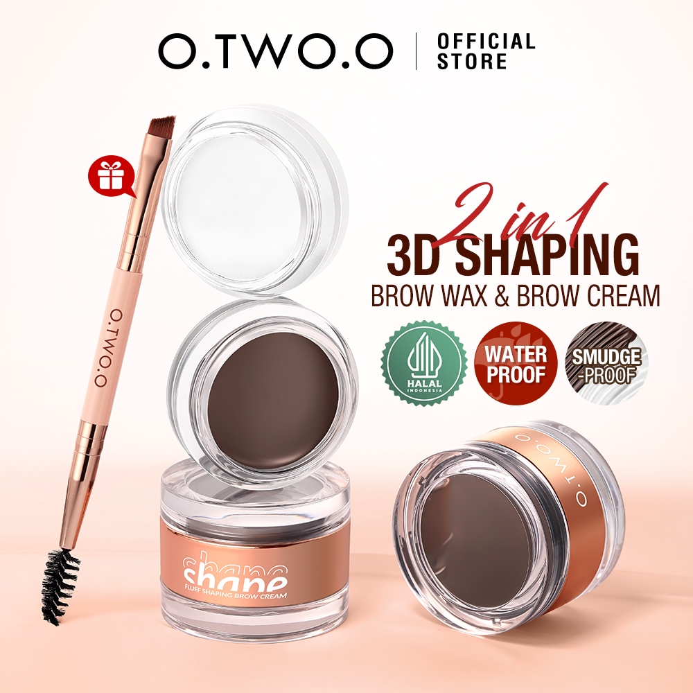 O.TWO.O 2 In 1 Eyebrow Cream& Bow Wax With Brush 3 Colors Long Lasting Waterproof Cosmetics