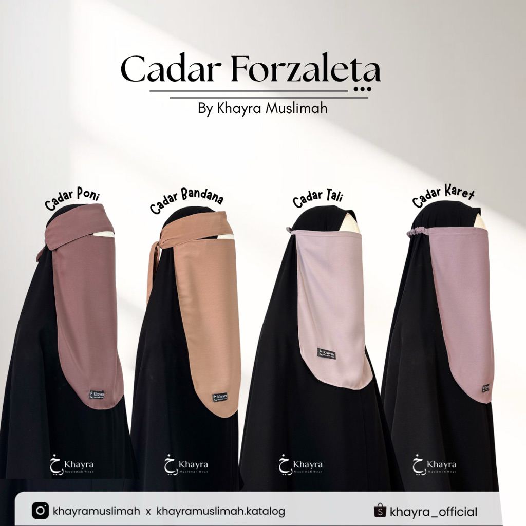 NIQAB PREMIUM FORZALETA | CADAR BANDANA | CADAR PONI | CADAR TALI | CADAR KARET BY KHAYRA MUSLIMAH