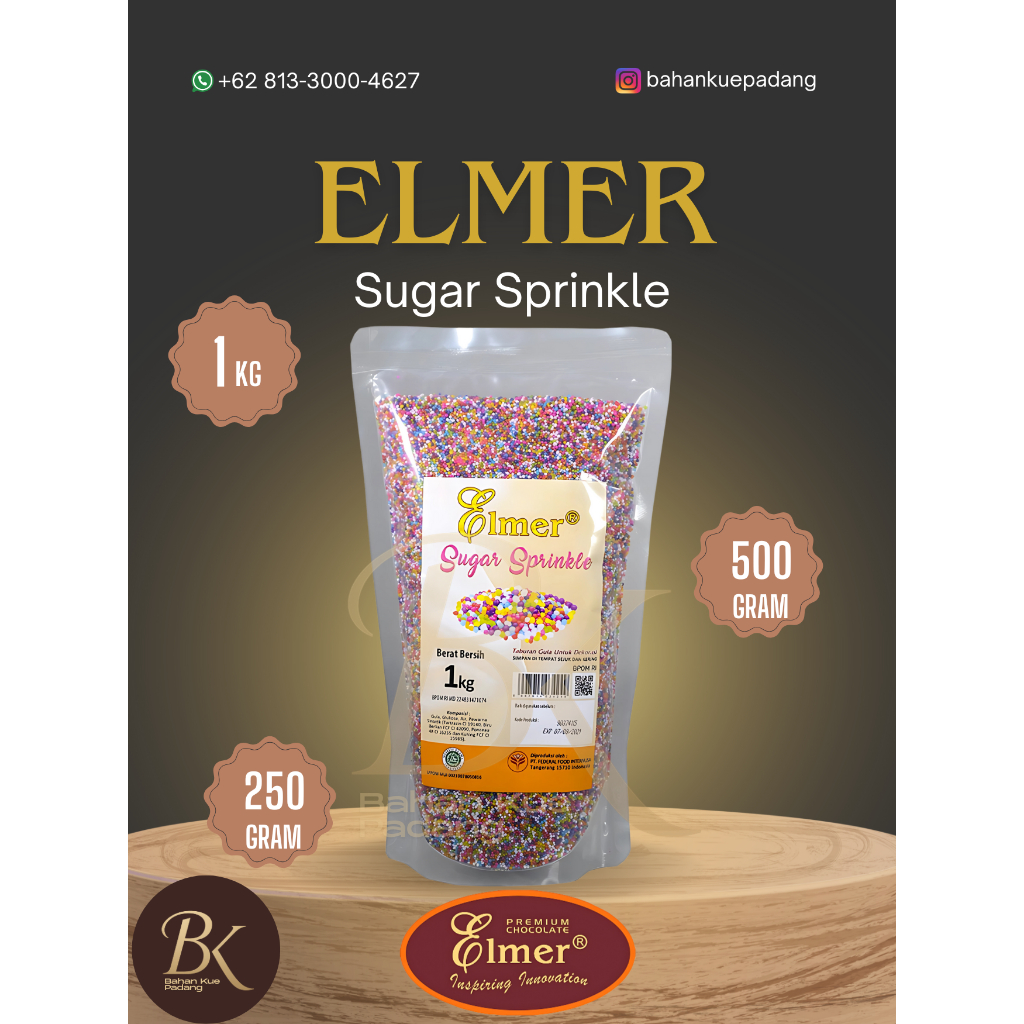 

Elmer Sugar Sprinkle | Elmer Gula Warna Tabur Repack Kemasan Pabrik 1 Kg, Kemasan Repack 500 Kg 250 Kg