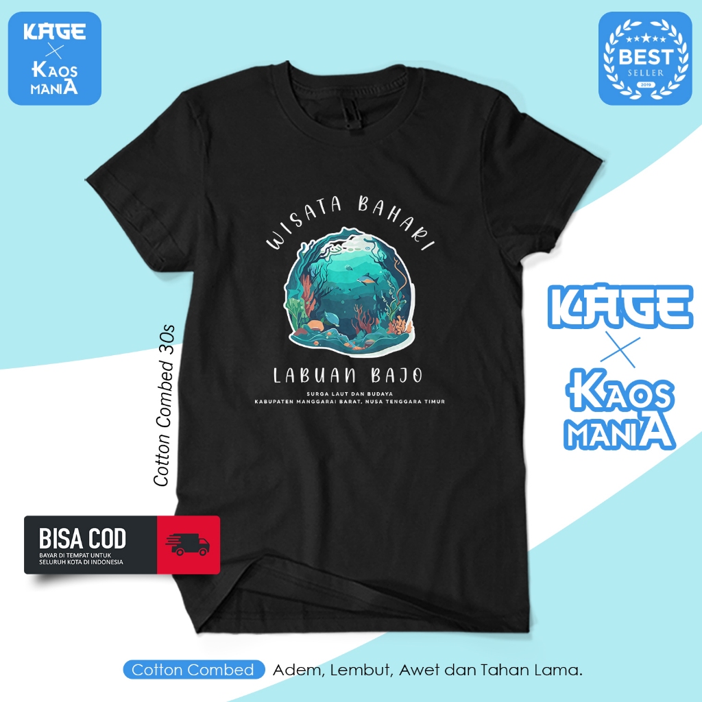 Kaos Pria Distro WISATA BAHARI LABUAN BAJO - Wisata Alam Bahari / Kaos Cotton Combed 30s KAOS KAGE