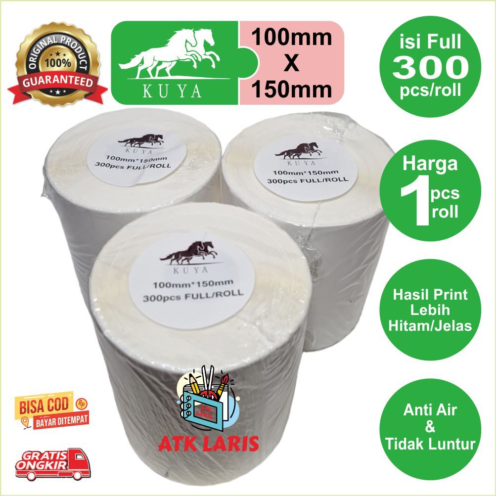 

STIKER LABEL RESI Murah / STIKER THERMAL KUYA 100mm x 150mm x 300pcs Full/roll Harga 1 pcs
