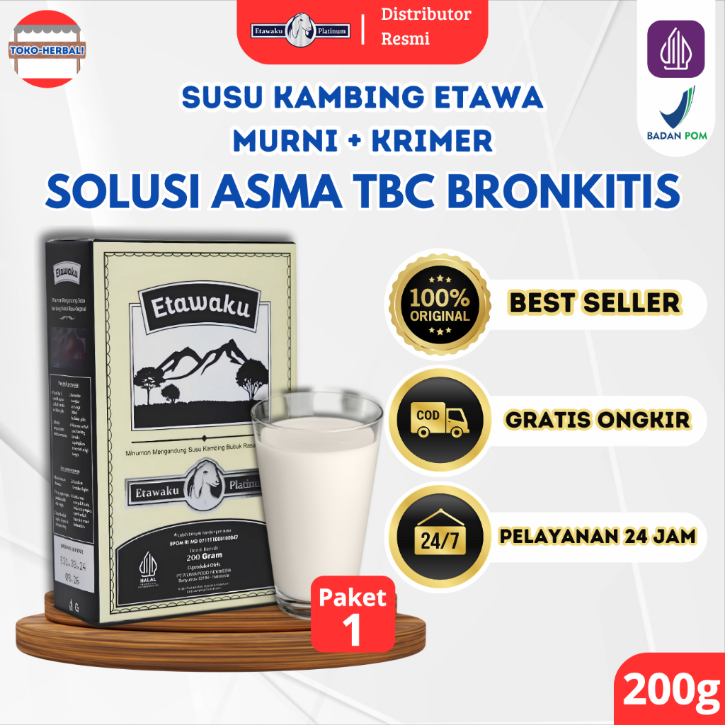 

Etawaku Platinum - Susu Kambing Murni + Krimer Bantu Atasi Asma TBC Bronkitis dan Batuk Kronis
