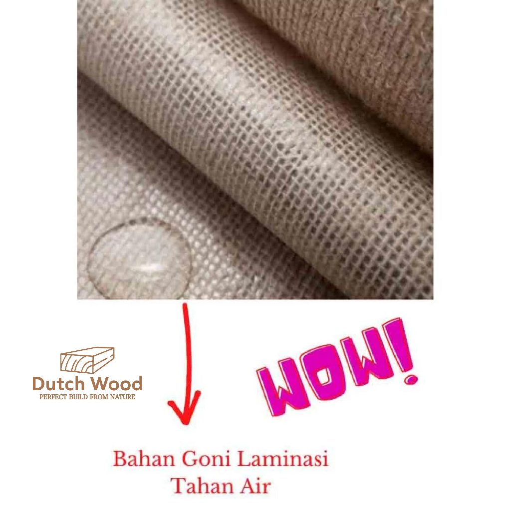 Leeopard Tas Goni Laminasi Custom Bordir Kanvas Premium Burlap Tote Bag Selempang Jute Anti Air