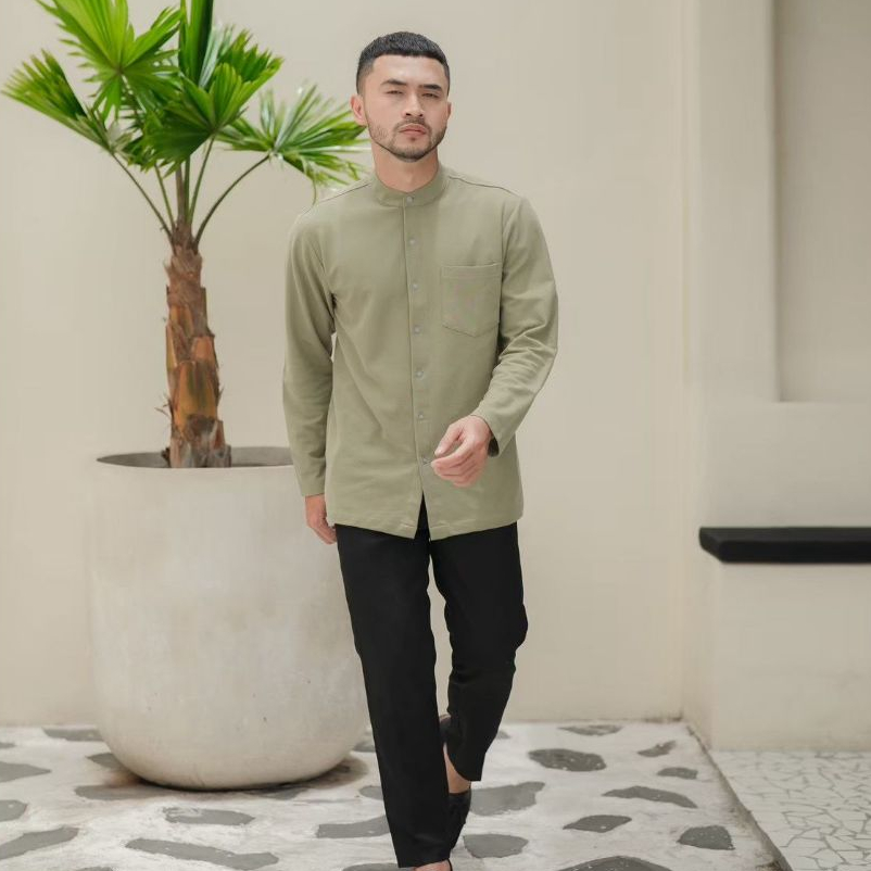 Kemeja Kerah Shanghai Lengan Panjang Premium - ByBlank- Sakai Kemeja Kerah Shanghai Lengan Panjang