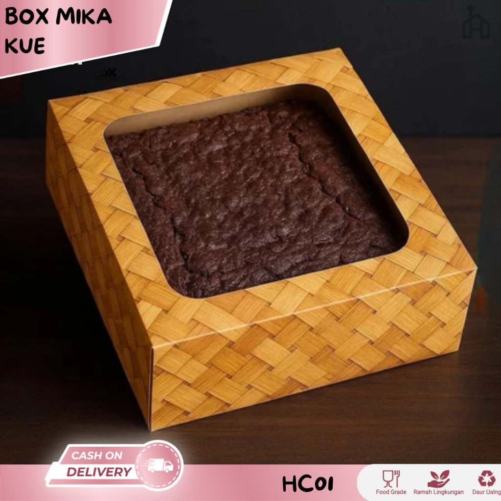 

Box Brownies Polos Laminasi Jendela Kotak Box Kemasan Dus Roti Brownies Kue Cake Tebal