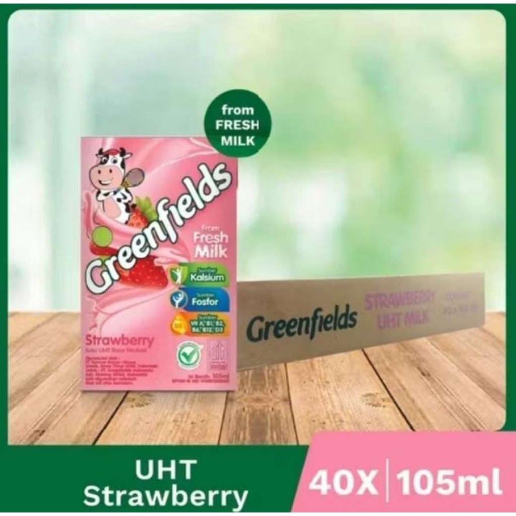 

Susu GREENFIELDS UHT Varian full cream, chocolate, strawberry 105ml [40pcs, 20pcs, 10pcs ]