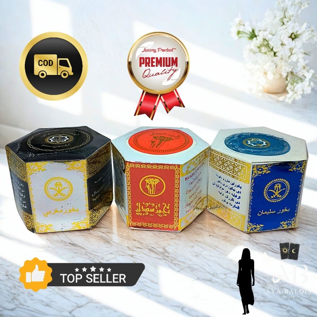 Buhur Aromaterapi Sulaiman Maghribi Sudan Segi Enam Kaca Premium