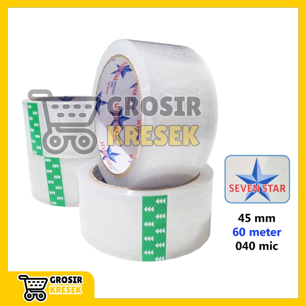 

[36 Pcs] T191 Lakban Bening SEVEN STAR 45mm 60 meter 040mic - Plester Clear Tape Transparan