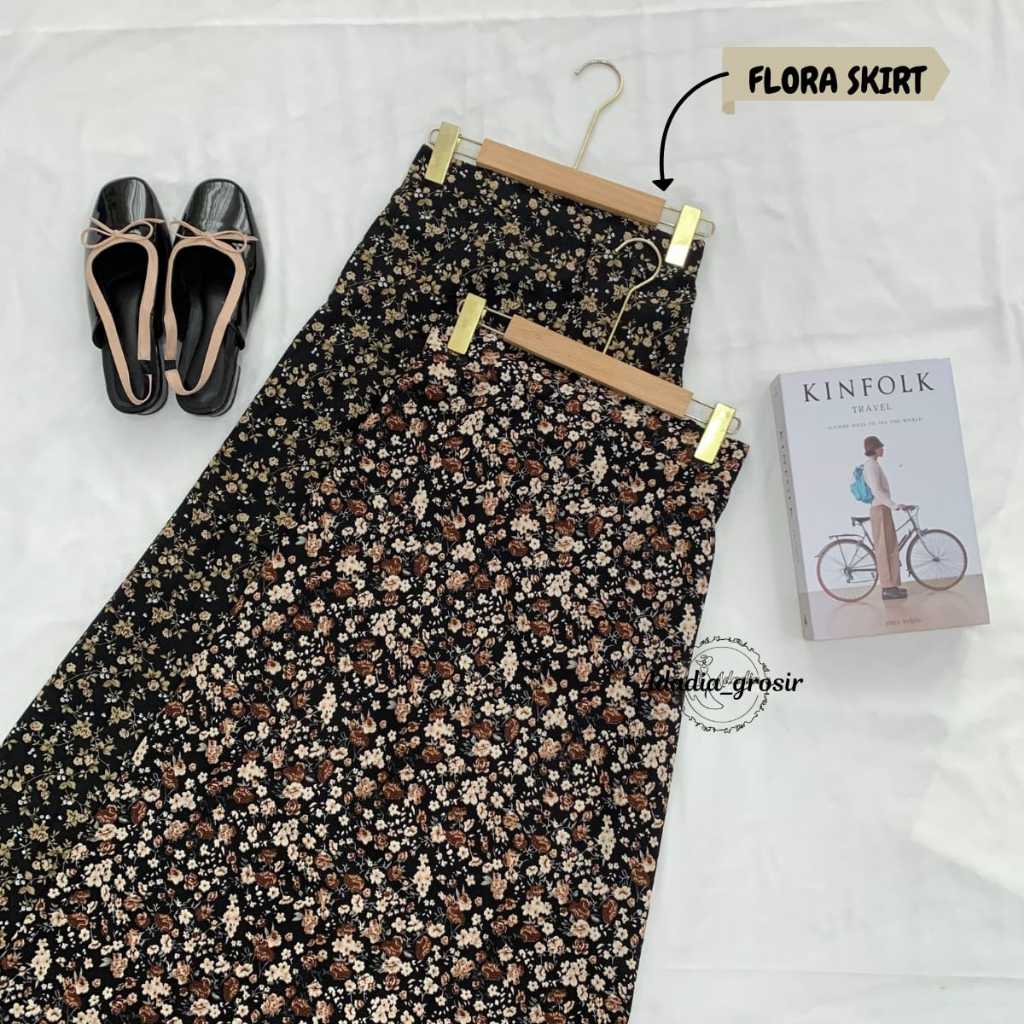 FLORAL SKIRT MOTIF BUNGA DAILY KOREAN STYLE | ROK PANJANG WANITA / ROK BUNGA  VINTAGE KOREAN  SKIRT