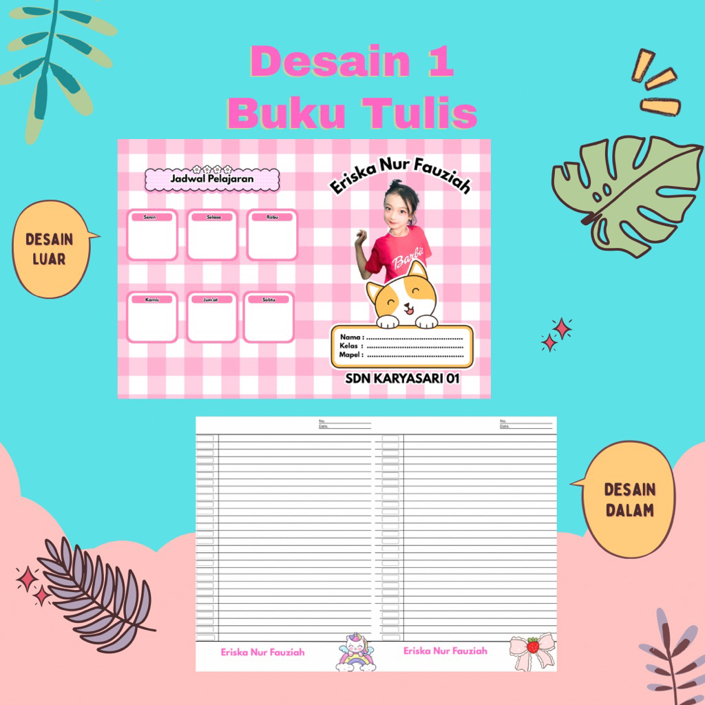 

BUKU TULIS CUSTOME ANAK BISA REQUEST FOTO NAMA ANAK DAN NAMA SEKOLAH