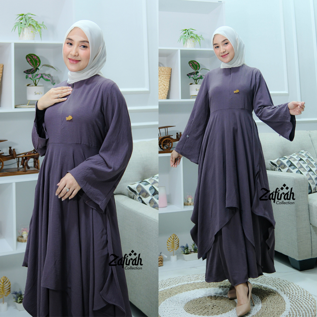Zafirah Fashion - One Set Dress Wanita Crinkle Airflow Premium Jihana Series Setelan Baju Dan Rok Pe