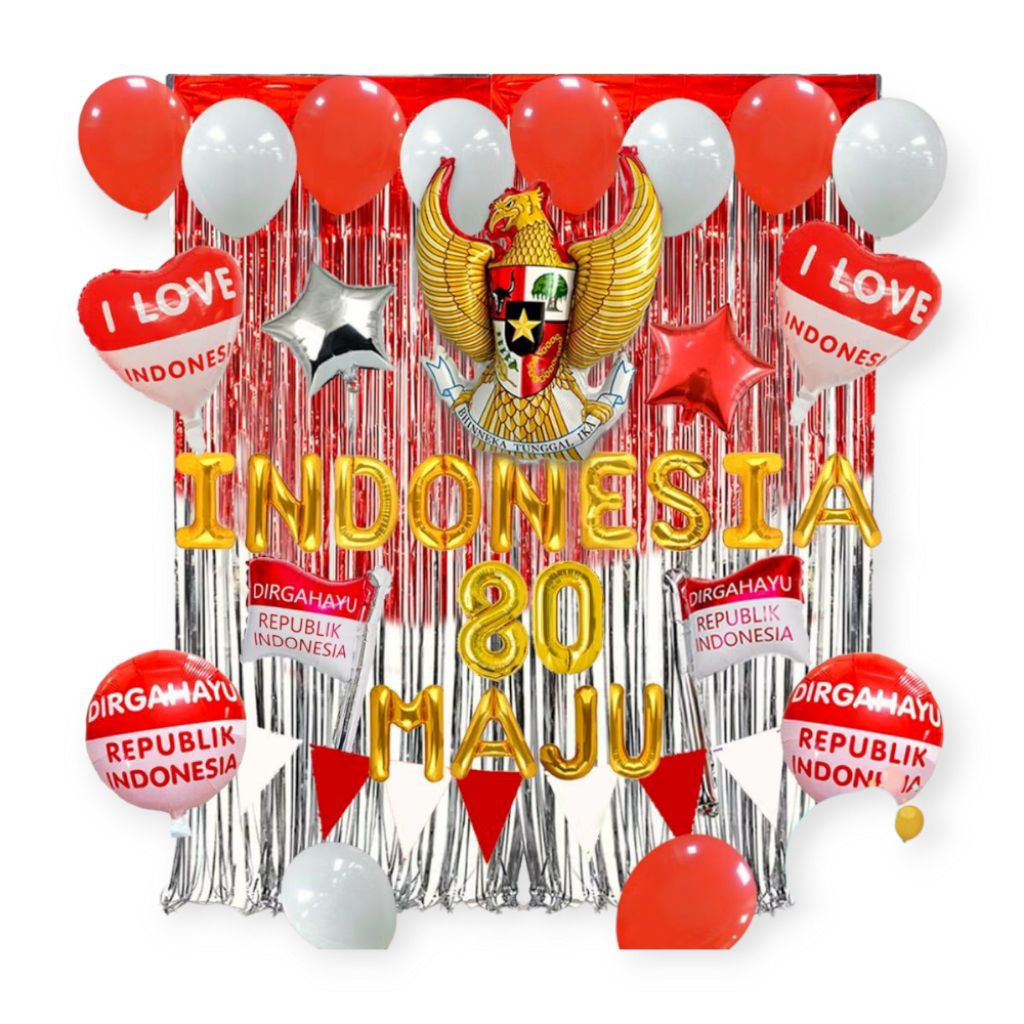 DEKORASI DIRGAHAYU INDONESIA SET + BALON 17 AGUSTUS