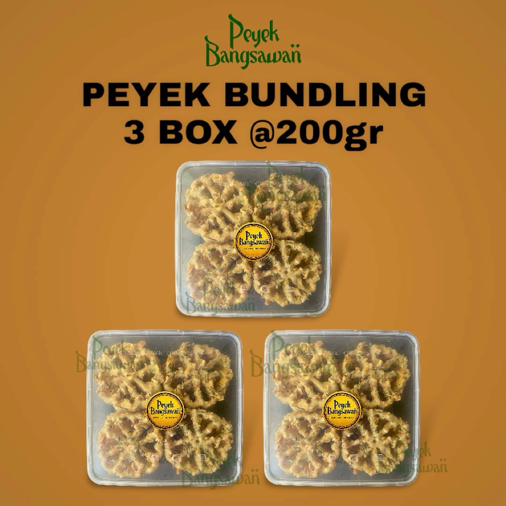 

PEYEK BANGSAWAN Bundling 3 Box @200gr Semua Varian | Peyek Premium | Peyek Kacang Tanah | Peyek Udang Rebon Kacang | Peyek Lorjuk Kacang | Peyek Teri Kacang