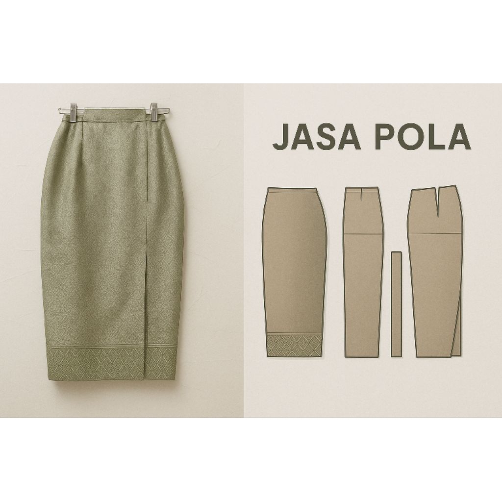 pola instan rok span belah depan