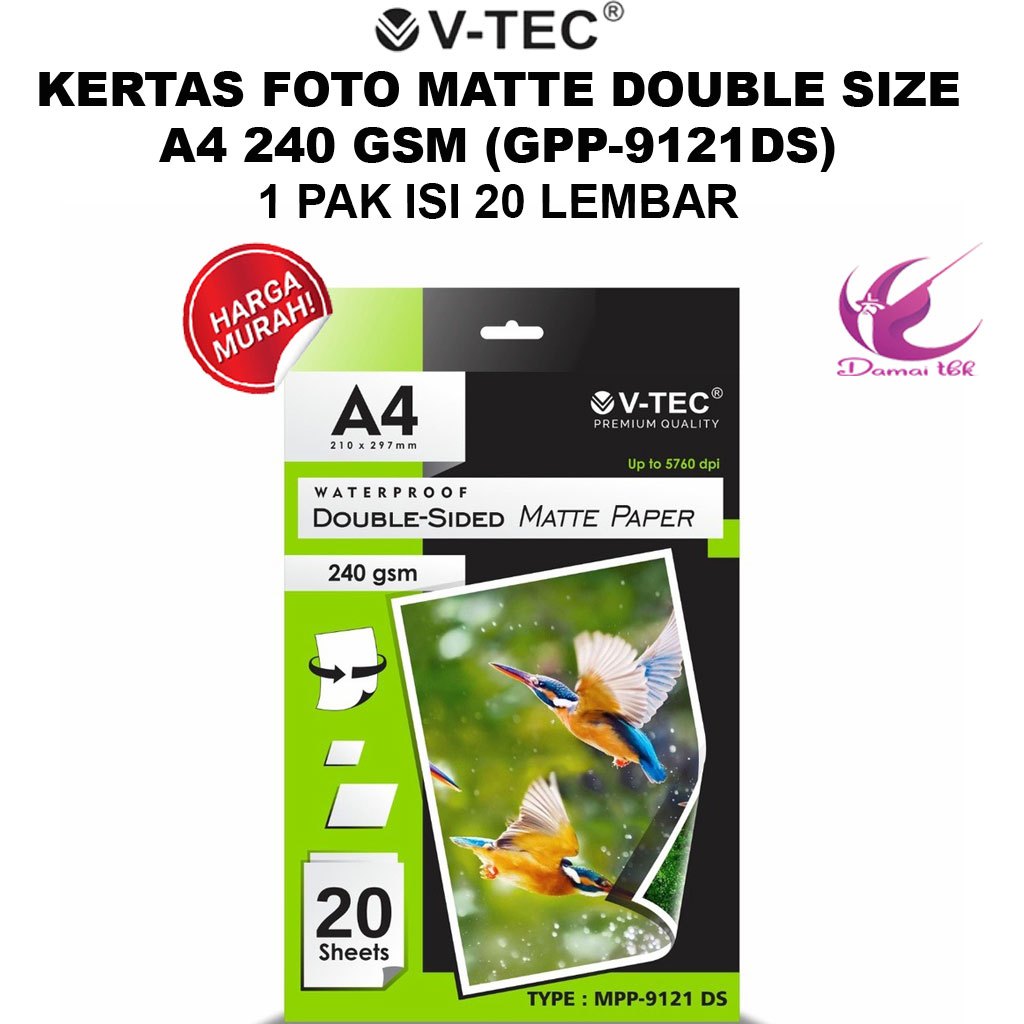 

V-Tec Kertas Foto Double Size Matte A4 240 gsm GPP-9121DS