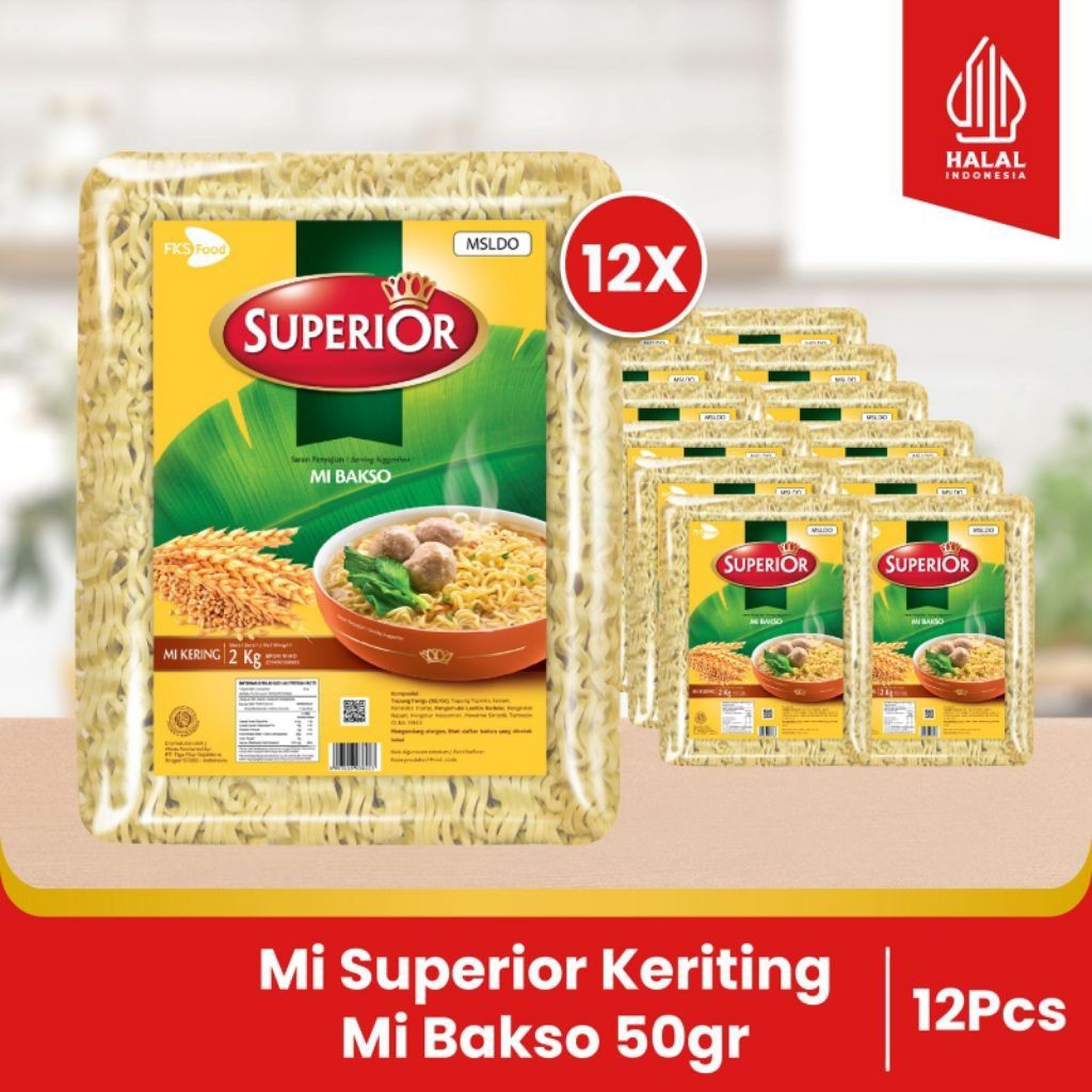 

FKS FOOD || Paket Bundling - Mi Superior Keriting - Mi Bakso - 12 Keping - 50gr - 12pcs