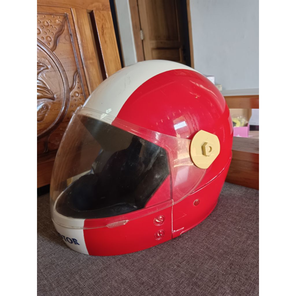 Helm Jadul Fullface HMC Warna Merah Biru Ori