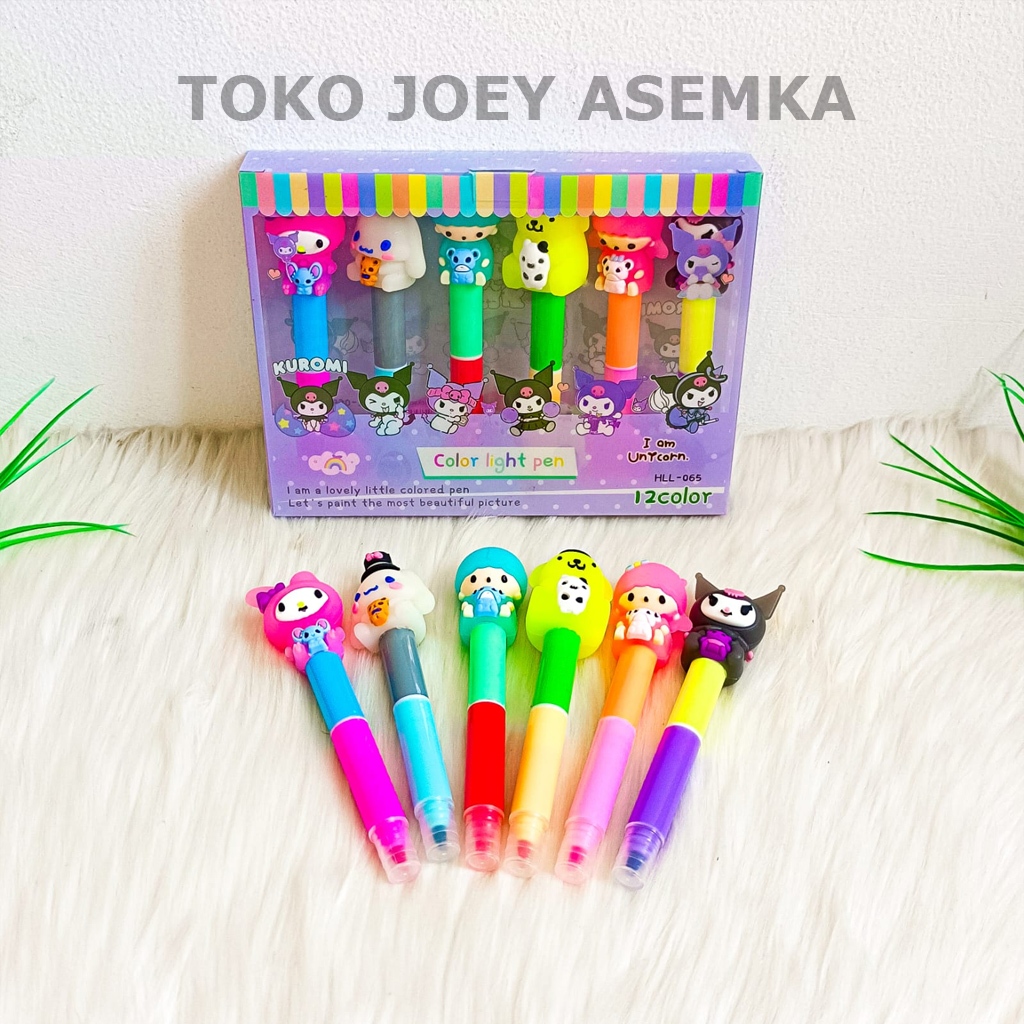 

SET HIGHLIGHTER STABILO SANRIO ISI 12 WARNA KUROMI CINAMOROLL PURIN MELODY SPIDOL WARNA TWIN STAR