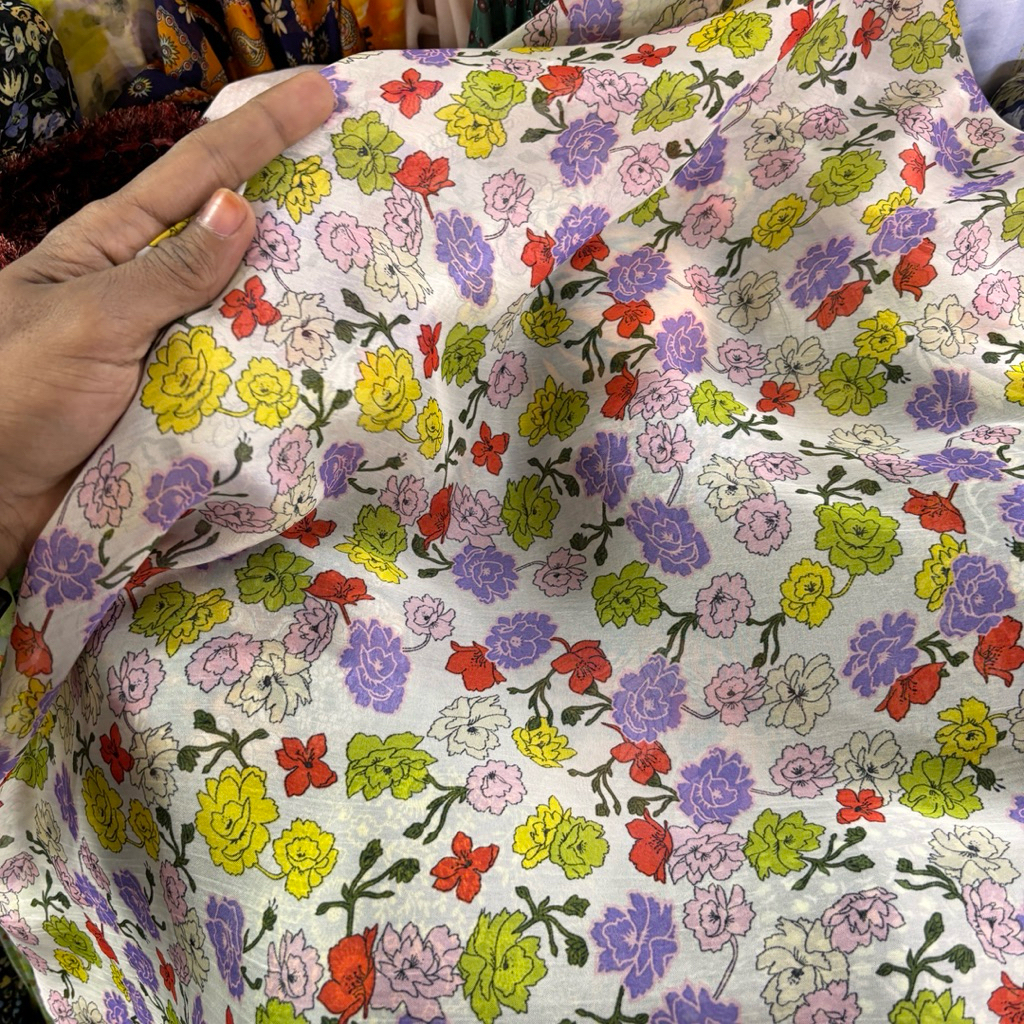 Kain Sifon Sutra Motif Bunga – Bahan Ringan & Flowly untuk Gamis / Blouse lq
