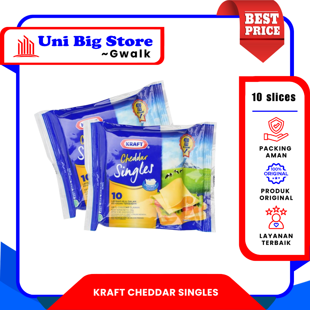 

KRAFT SINGLE CHEDDAR CHEEE KEJU LEMBARAN HI CAL 10 SLICES - 150 gr