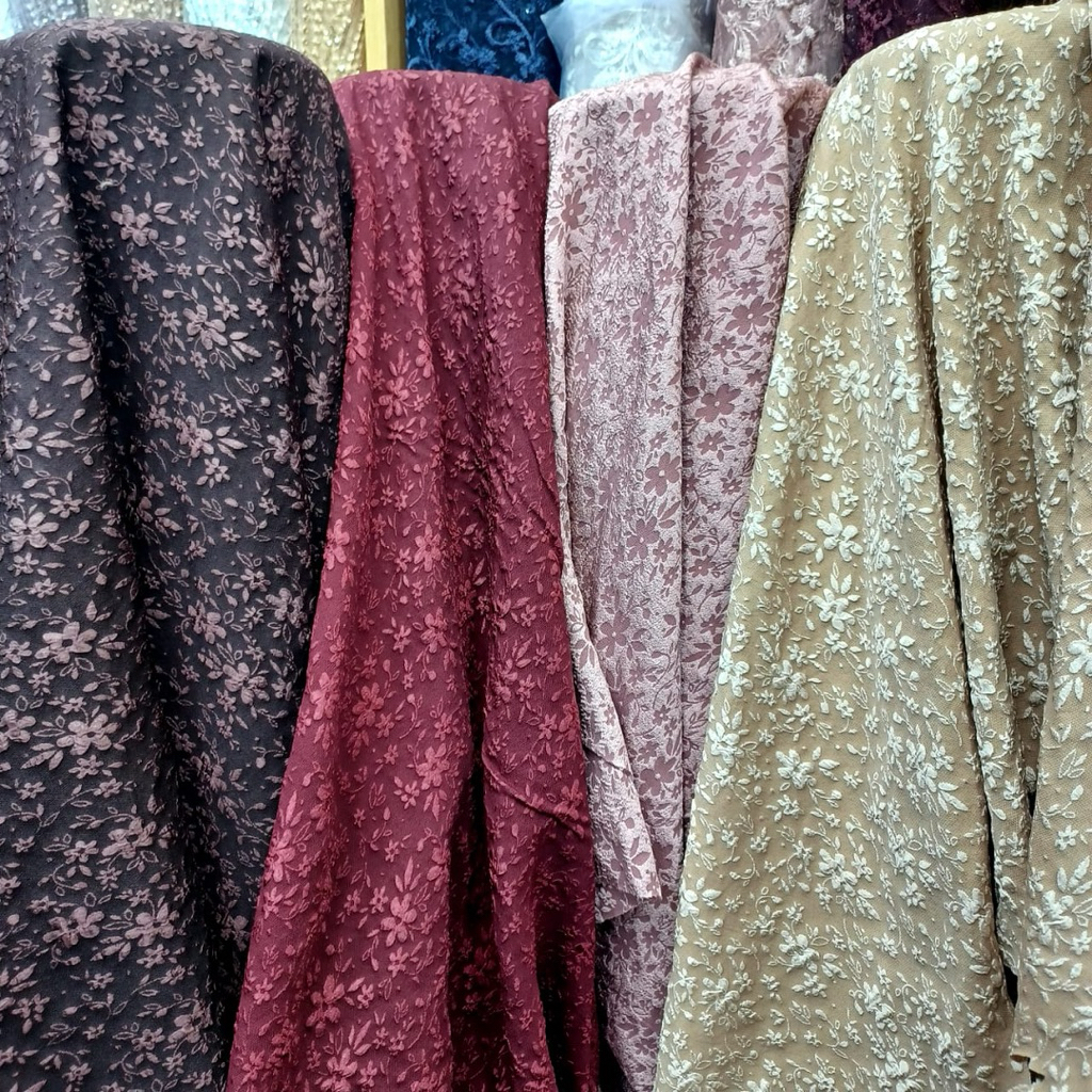 (COD) Kain Fukuro Jaquard Embos | Kain Polos Bordir | Bahan Kebaya Terbaru | Kain Meteran