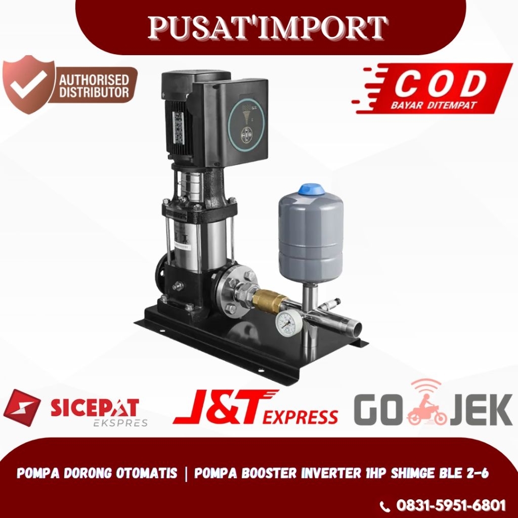 Pompa Dorong Otomatis | Pompa Booster Inverter 1Hp Shimge BLE 2-6