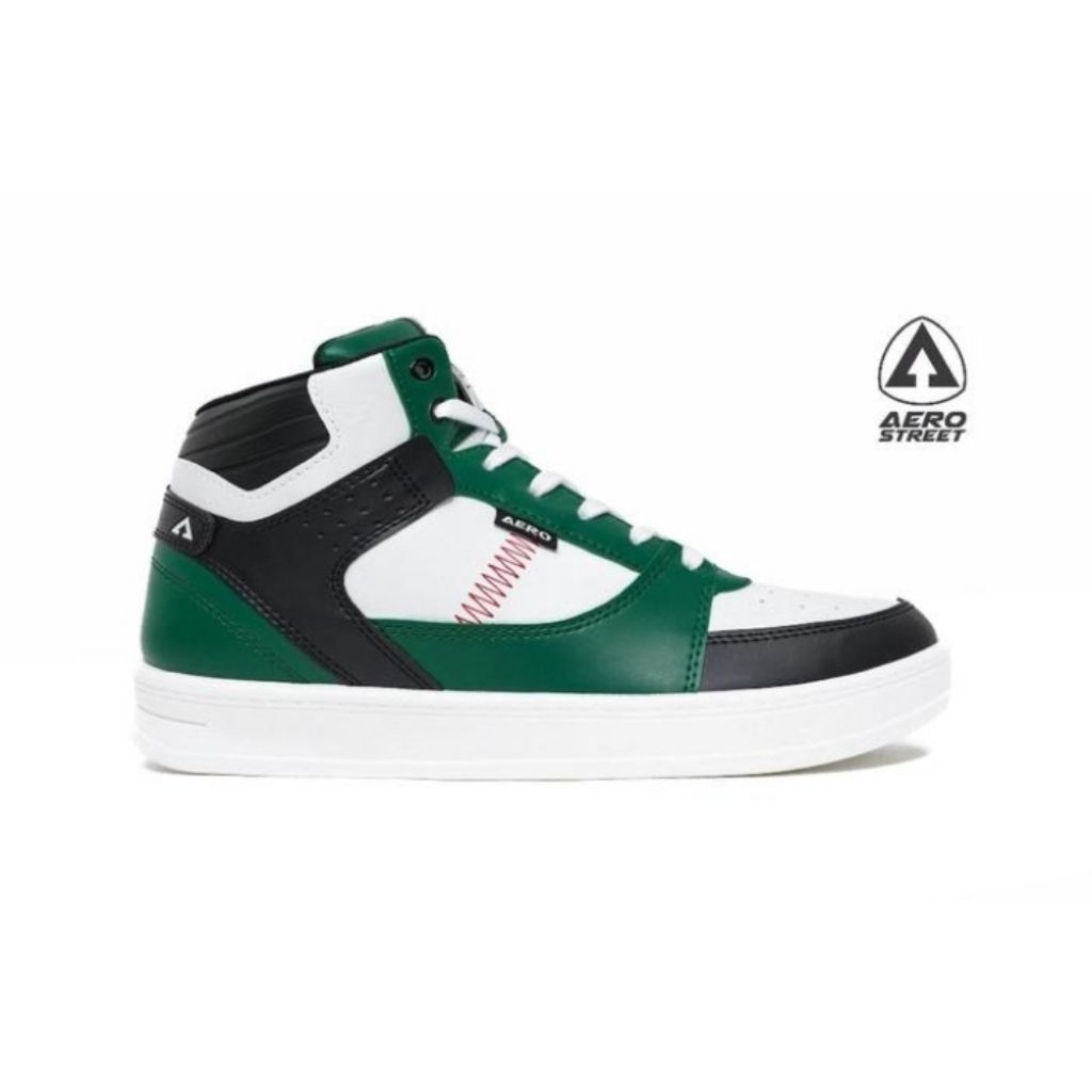 Aerostreet Hoops High Putih Hijau Hitam Sneakers Casual