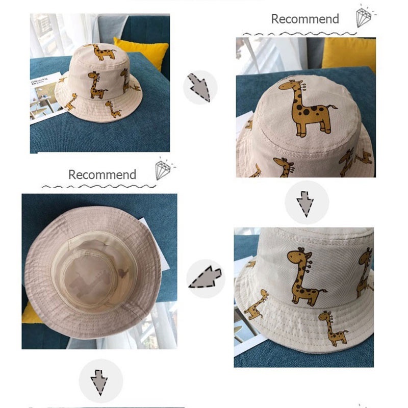 Topi Bucket Anak Bayi Laki Laki Perempuan 1 2 3 4 5 Tahun Motif Jerapah Dengan Tali Model Outdoor Pa
